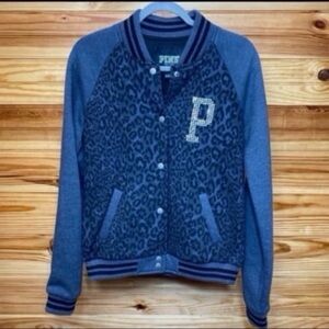 Victoria’s Secret “vintage” PINK cheetah print bling varsity jacket